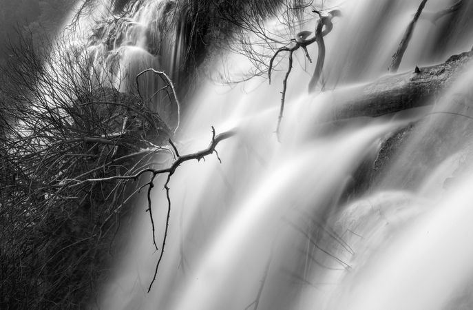 Wonderful waterfall near tree