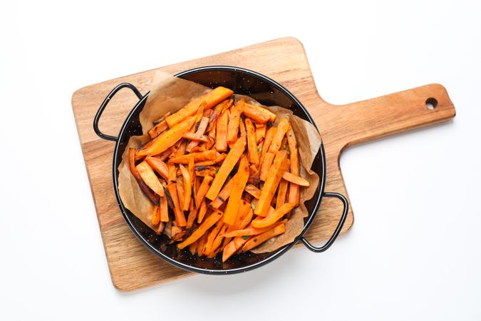 Concept of tasty food - sweet potato fries