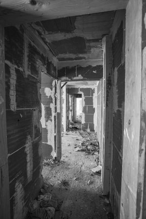 Building under construction with demolition waste