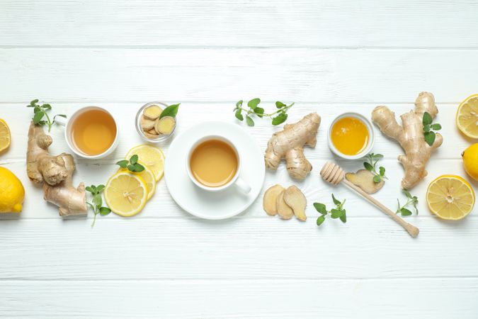 Cold treatment, healthcare concept - tea with ginger