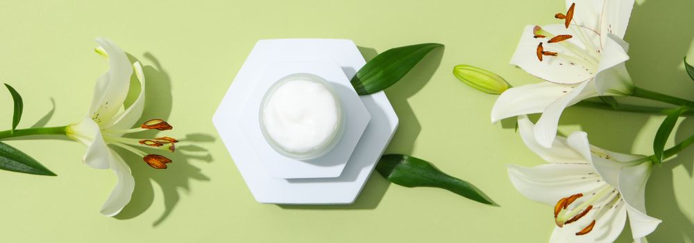 Concept of skin care, cream cosmetic, top view