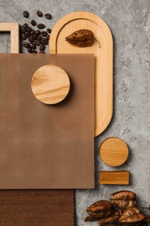 Flat lay of creative moodboard composition, top view