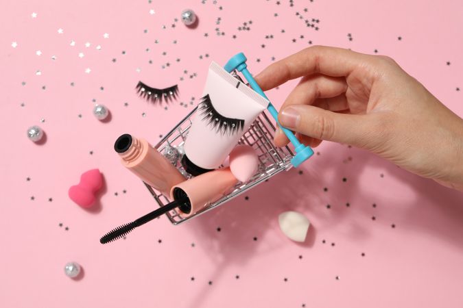 concept of cosmetology tools and beauty treatment, false eyelashes