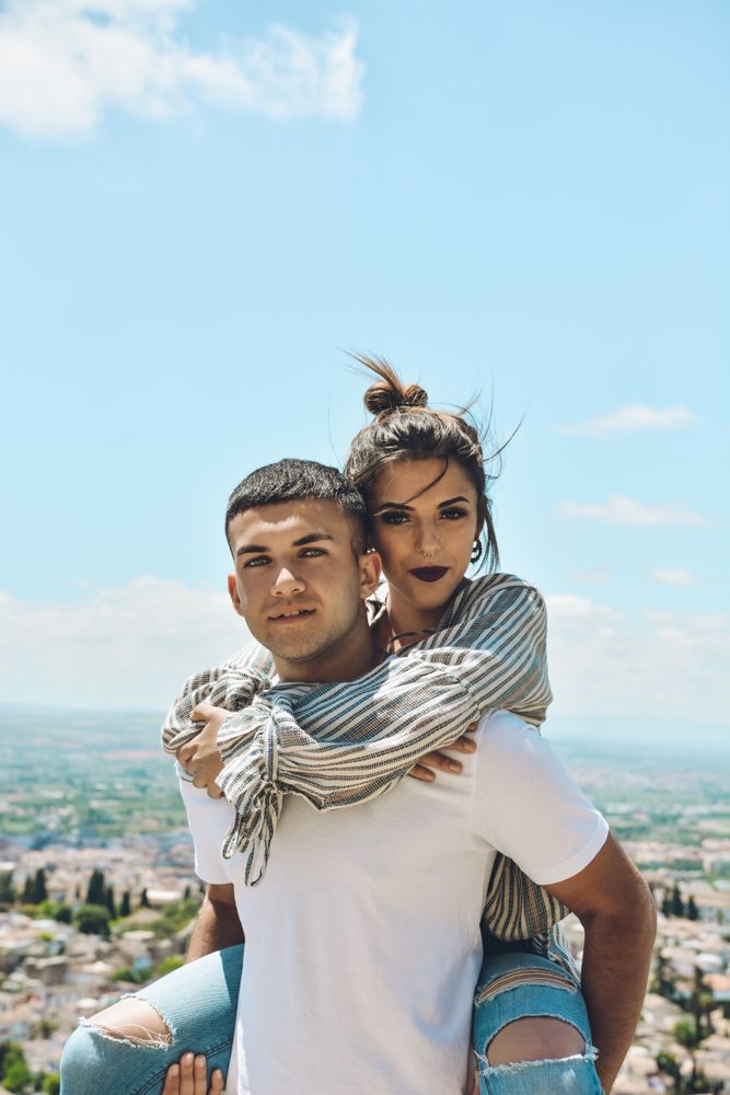 Couple in love enjoying a sunny summer day.