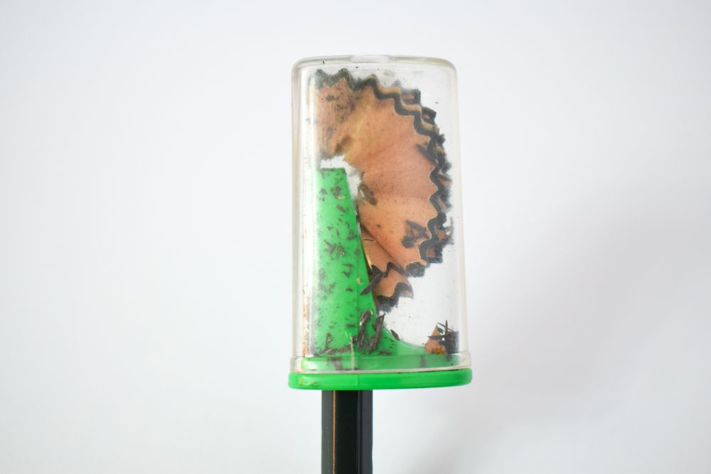 Pencil sharpenings from newly sharpened pencil