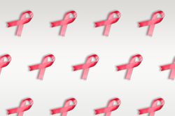 Three rows of pink ribbons