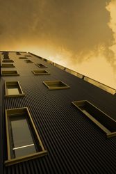 Modern office building with geometry windows