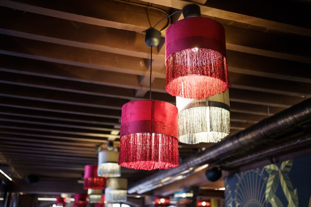 Lampshades hanging with tassels