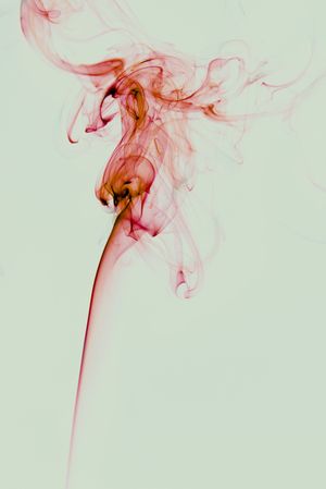 Swirls of bright red fume