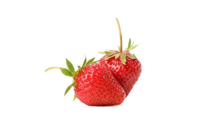 Tasty red strawberry isolated on blank background. Summer berry