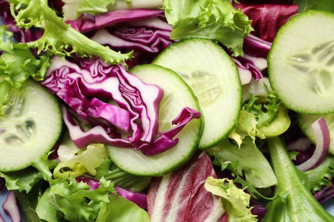 Fresh salad on whole background, close up