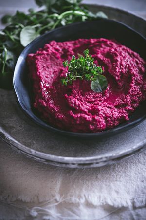 Hummus on plate