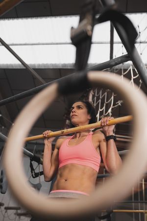 Athletic woman training in gym