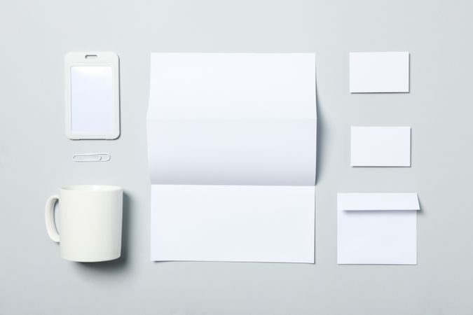 Mockup business brand template on light gray background, space for text