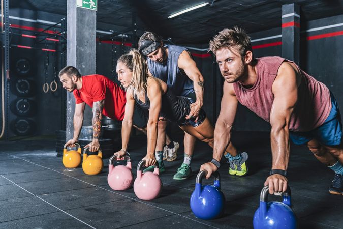 Concentrated muscular mates training in sport club
