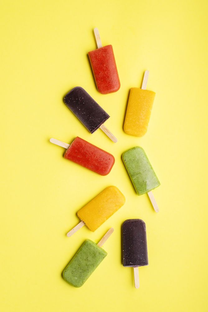 Colorful homemade ice cream popsicles