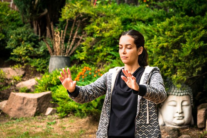 Focused woman during martial arts training