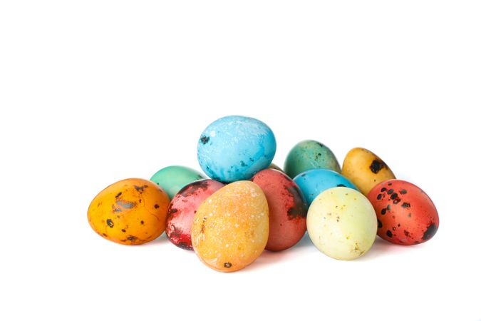 Decorative Easter eggs isolated on plain background. Festive tradition
