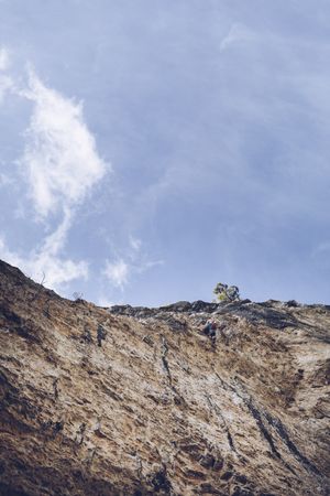 Anonymous man climbing rock
