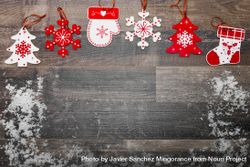 Christmas background with ornaments on wooden board 4A1pN4