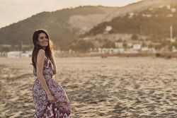 Woman with dress at the beach