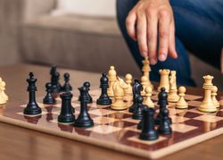 Chess game at home. Chess board with the pieces placed