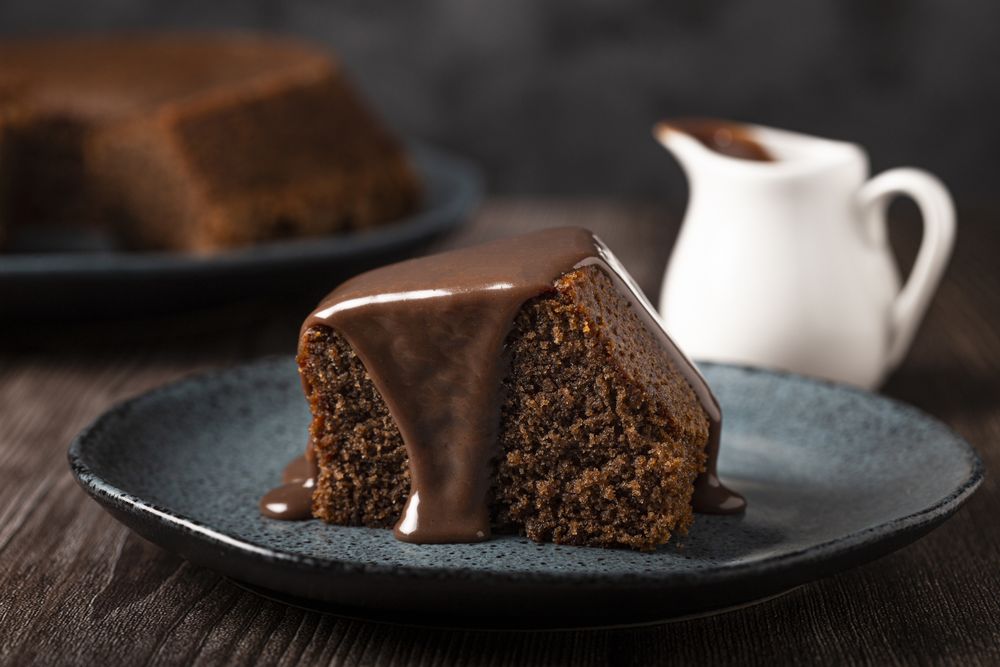 Delicious slice of chocolate cake.