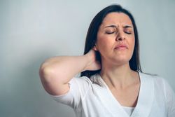 Pregnant woman with neck pain