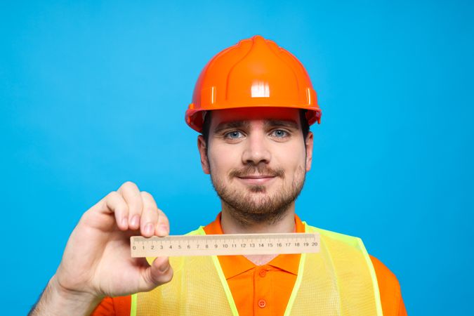 Young man civil engineer in safety hat