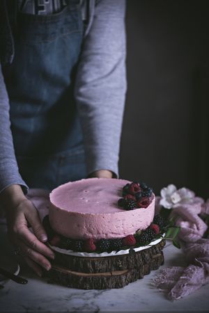 Strawberry tart on table