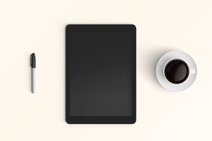 Modern workspace with  copy space on color background