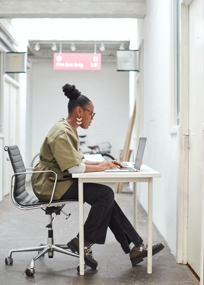 Woman working on her laptop