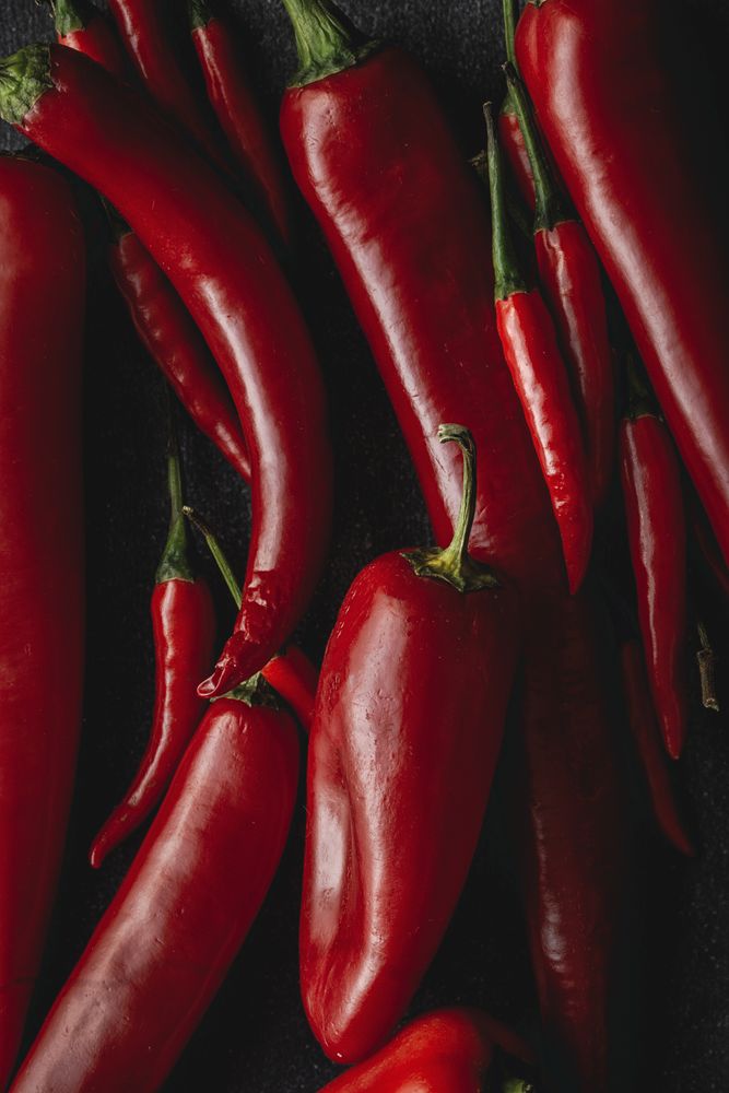 Fresh red and spicy chilli peppers