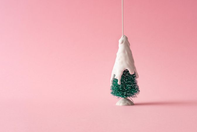 Christmas tree with dripping paint as snow