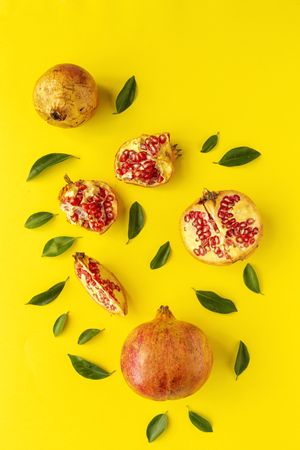 fresh seasonal pomegranate from above