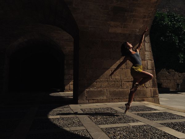 Anonymous ballet dancer performing on street