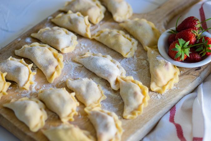 Traditional Ukrainian strawberry dumplings