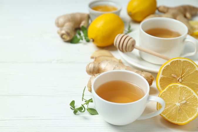 Cold treatment, healthcare concept - tea with ginger