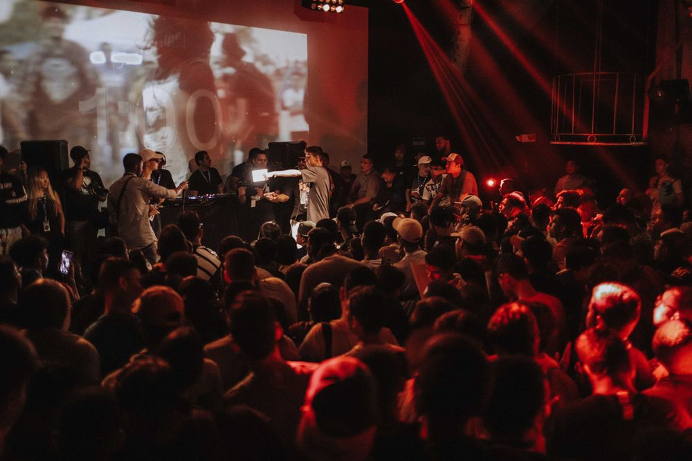 People gathering at a concert