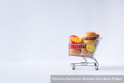 Shopping cart full with fast food items 5kplQ4