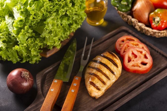 Tasty grilled chicken with salad.