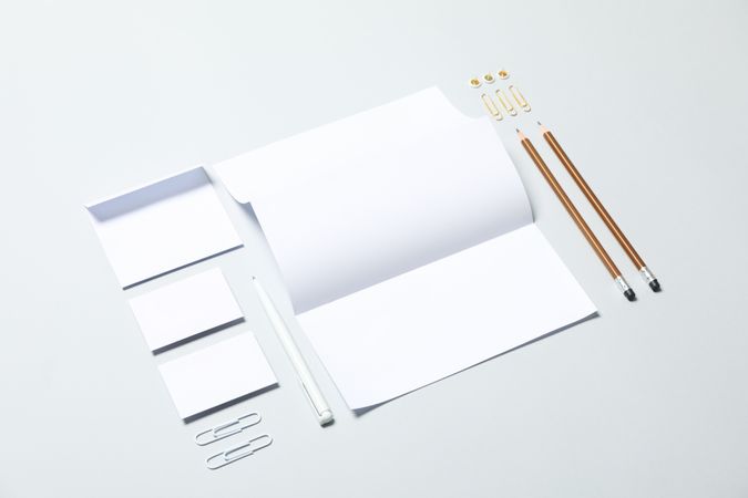 Mockup business brand template on light gray background, space for text