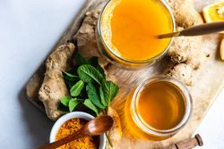 Top view of ingredients for detox tea