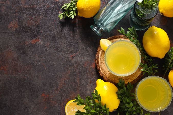 Concept of fresh summer drink - Limoncello cocktail