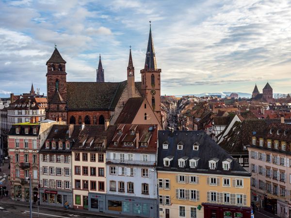 Strasbourg old city center panoramic overview from high point
