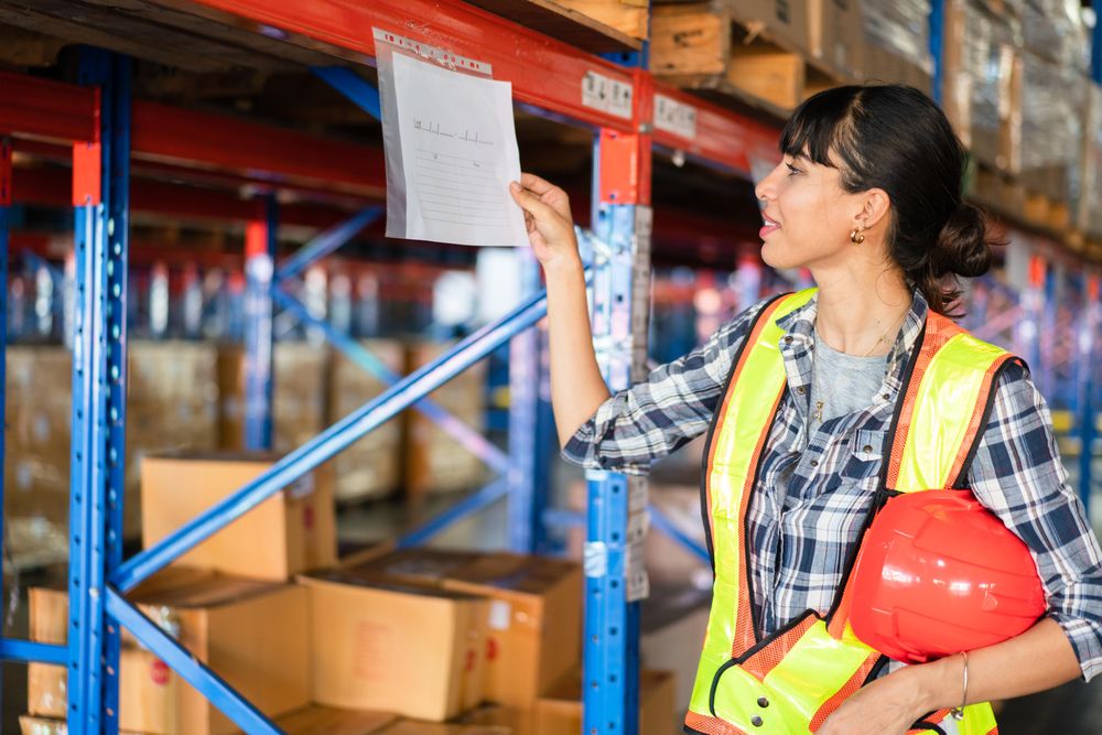 Factory woman working for logistics business