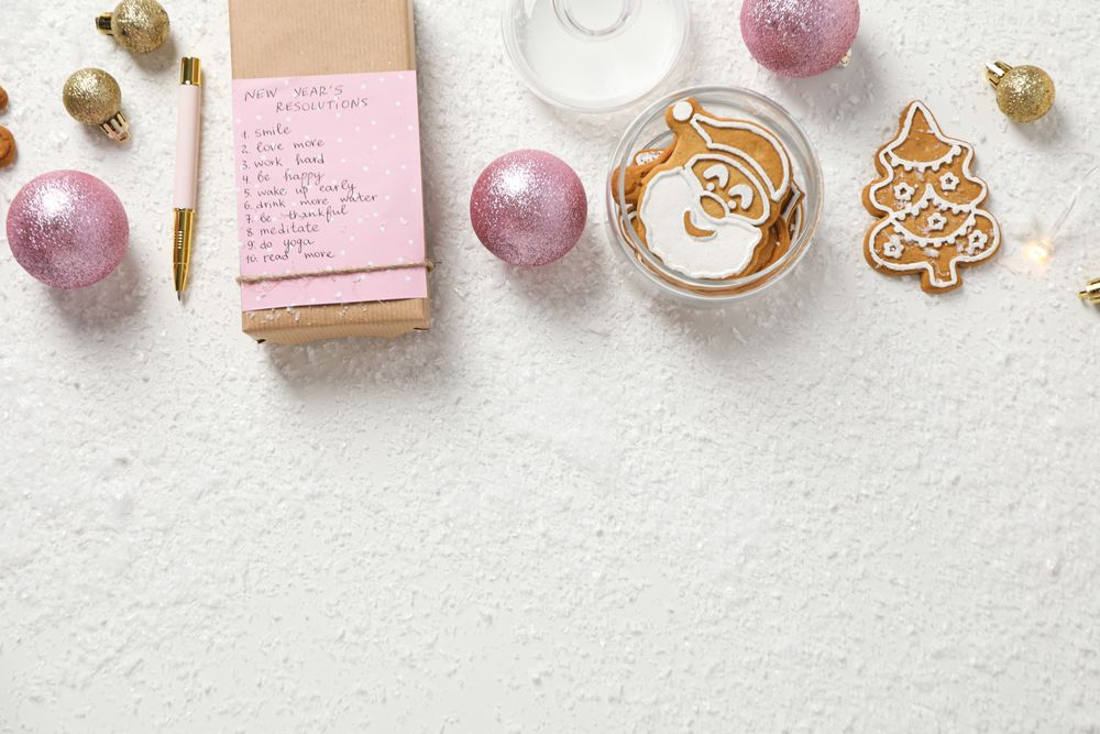 Concept of New Year Resolutions list, new year goals, space for text