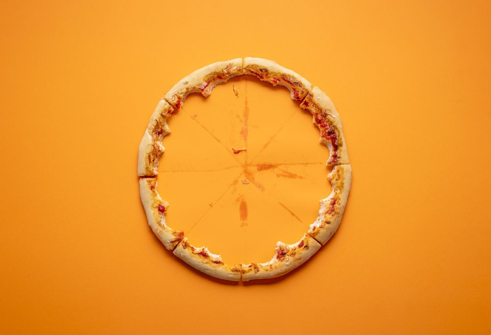 Pizza crust leftover and grease