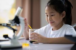 Girl scientist, fun science experiments for kids, science lab.