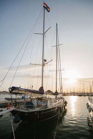 boat on water in port in sunny day